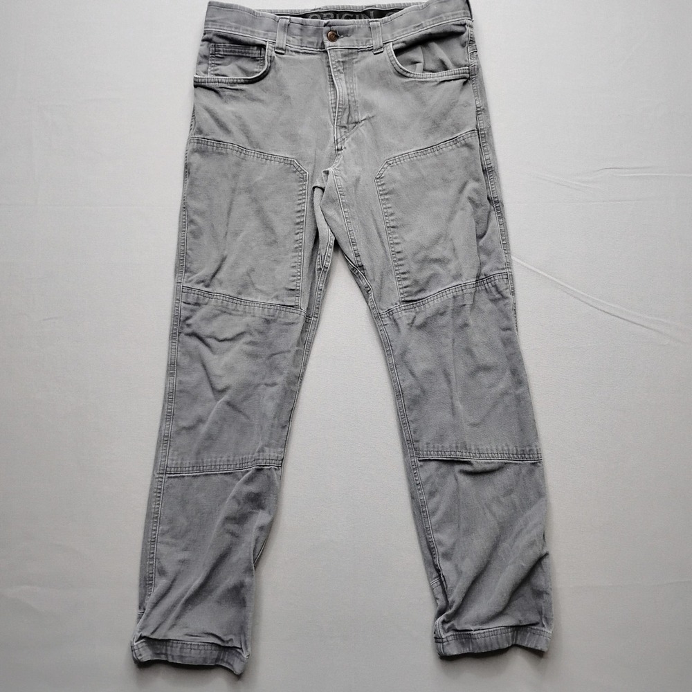 Origin USA Mens Grey Straight Fit Double Knee Work Pants 34x32 Made In USA